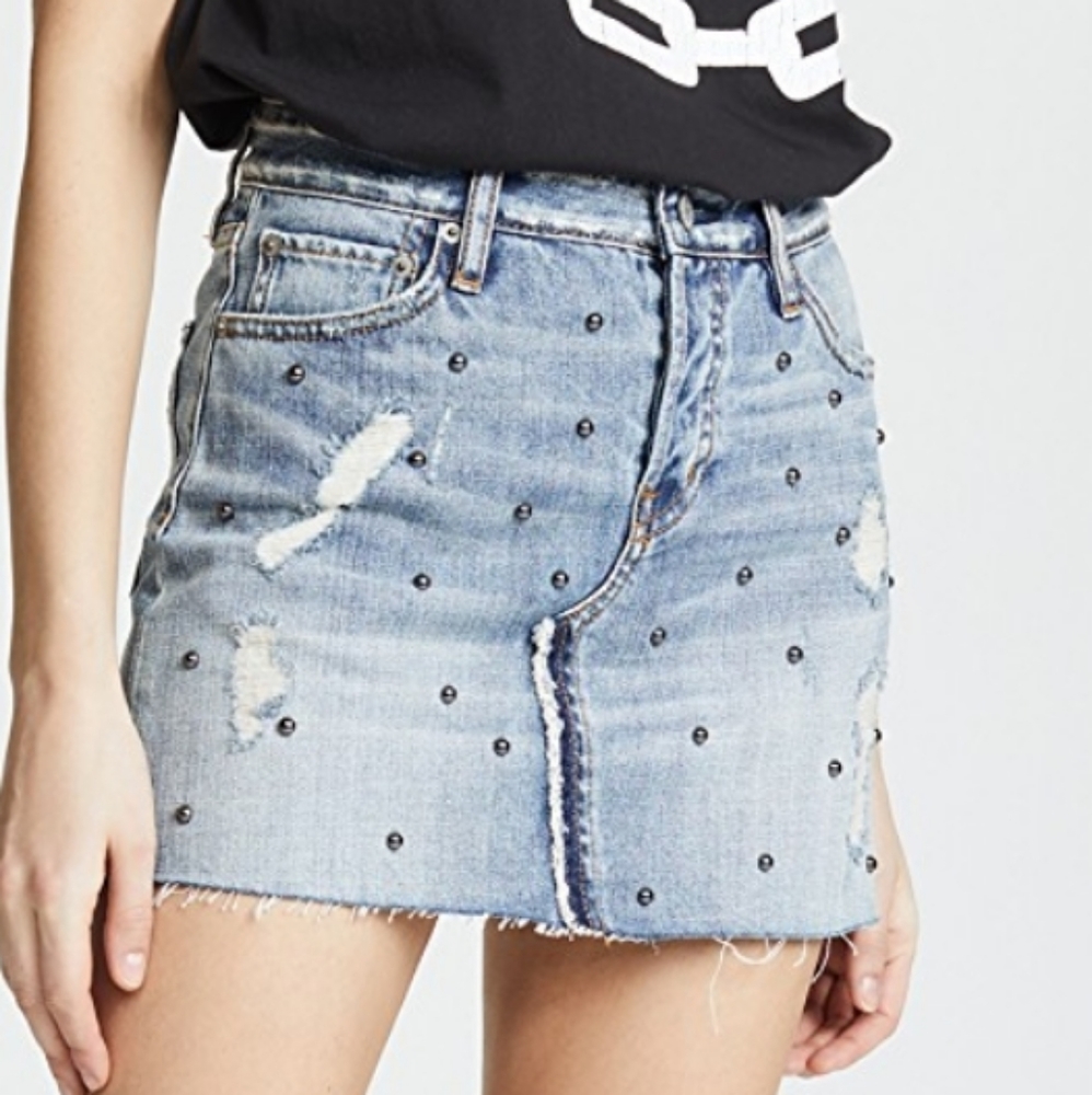 NWT RAILS Wynonna Studded Cutoff Denim Miniskirt, Size 31
